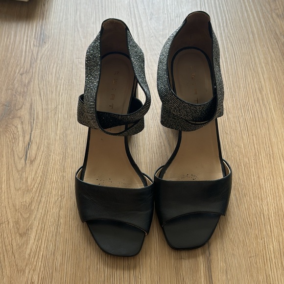 Wirth BLK leather heel w/ sparkle ankle straps SZ 37. - Picture 5 of 5